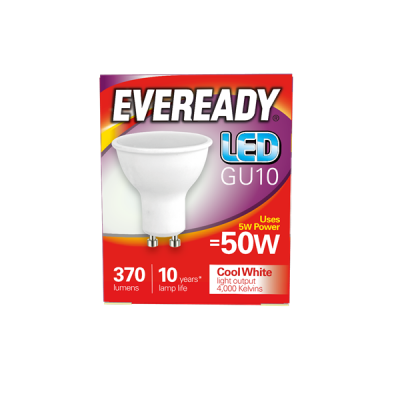 Eveready Led GU10 370LM Cool White, PACK OF 5