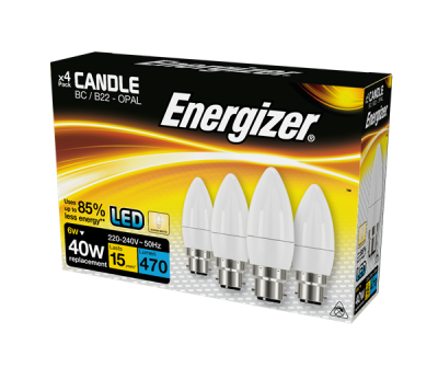 Energizer Led Candle 470LM 6W OPAL B22 (BC) Warm White , Pack Of 4