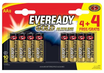S11255 Eveready AA / LR6 Alkaline Gold, Pack Of 4+4
