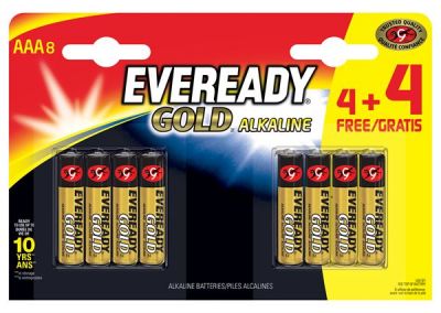 S11256 Eveready AAA / LR03 Alkaline Gold, Pack Of 4+4