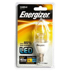 Energizer Led Candle 470lm 6.2W Clear E14 (SES) Warm White Dimmable, Pack Of 5