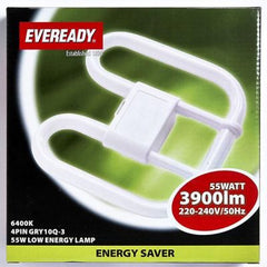 Eveready Energy Saving 2D LAMP 240V 55W 4PIN 6400K, Pack Of 2