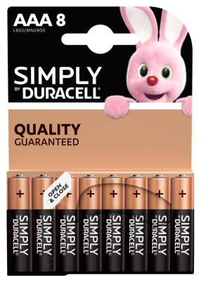 S6772 Duracell AAA Simply, Pack Of 8