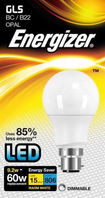 Energizer Led GLS 806LM 9.2W OPAL B22 (BC) Warm White Dimmable,Pack Of 5