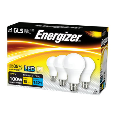 Energizer Led GLS 1521LM 14W OPAL B22 (BC) Warm White, Pack Of 4