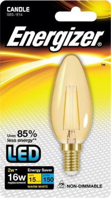 Energizer Filament Gold Led Candle 200lM 2.6W E14 (SES) Warm White, Pack Of 5