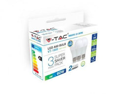 V-Tac 1900 9W A60 Led Plastic Bulb Colorcode:2700k E27 3pcs/Pack