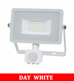 V-TAC-20-S 20W SMD Pir Sensor Floodlight With Samsung Chip Colorcode:4000K White Body White Glass