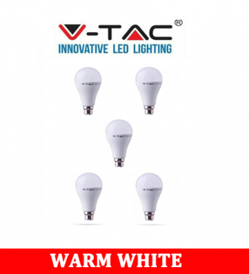 V-TAC 281 15W A65 Plastic Bulb With Samsung Chip Colorcode:3000K B22 5PCS/Pack