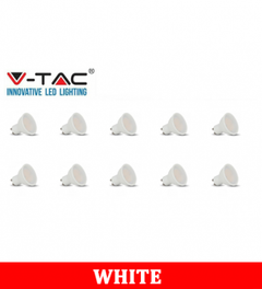 V-TAC 271 10W GU10 Led Plastic Spotlight-Milky Cover With Samsung Chip Colorcode:6400K 10PCS/Pack