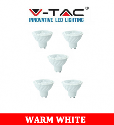 V-TAC 227D 6.5W GU10 Ripple Plastic Spotlight With Samsung Chip Colorcode:3000K 38'D DIMMABLE 5PCS/Pack