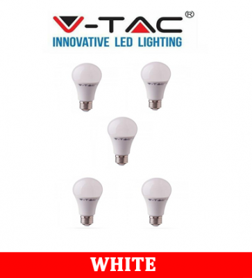 V-TAC 265 6.5W A60 Plastic Bulb With Samsung Chip Colorcode:6400K E27 A++ 5PCS/Pack