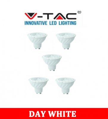 V-TAC 227 6.5W GU10 Ripple Plastic Spotlight With Samsung Chip Colorcode:4000K 38'D 5PCS/Pack