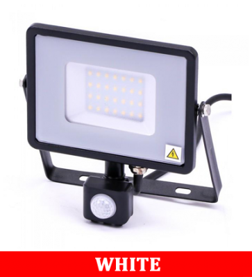 V-TAC 30-S 30W SMD PIR Sensor Floodlight With Samsung Chip Colorcode:6400K Black Body Grey Glass