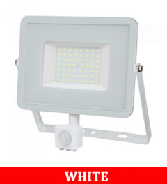 V-TAC 50-S 50W SMD Pir Sensor Floodlight With Samsung Chip Colorcode:6400k White Body White Glass