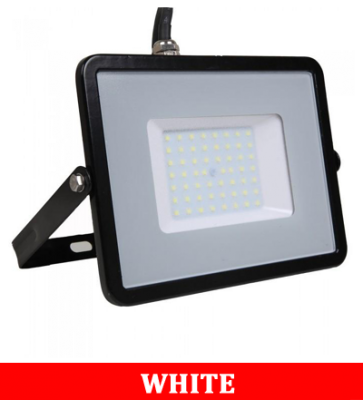 V-TAC 50-1 50W SMD Floodlight With Samsung Chip & Cable(1m) Colorcode:6400k Black Body