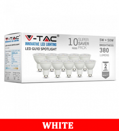V-TAC 2305 5W GU10Plastic Spotlight With Ic Driver & Lens Colorcode:6400K 38'D 10PCS/PACK