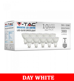 V-TAC 2305 5W GU10 Plastic Spotlight With Ic Driver & Lens Colorcode:4000K 38'D 10PCS/PACK