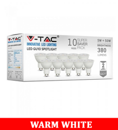 V-TAC 2305 5W GU10 Plastic Spotlight With Ic Driver & Lens Colorcode:3000K 38'D 10PCS/PACK