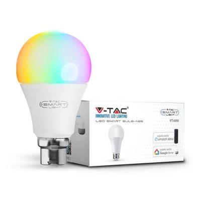 V-TAC Smart 9W B22 Smart WiFi LED Bulb, RGBW